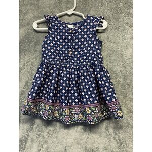 Carter's Baby Girl's Navy Blue Pink  Floral Cap Sleeve  Casual Dress 12months
